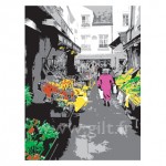 Le marché aux fleurs, Mouffetard - Paris Gilt Paysages Urbains N°: PU05
