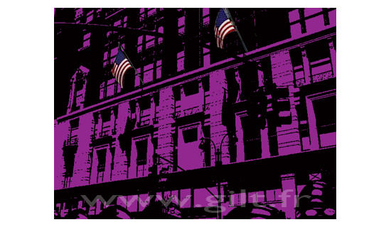 Immeubles et ses deux drapeaux US - New-York