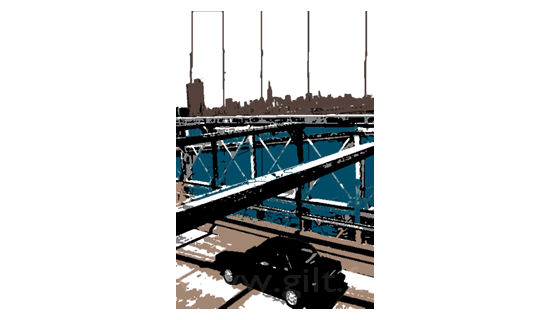 Le pont de Brooklyn et voiture noire - New-York